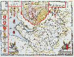 Carte Le comté palatin de Chester, gravé par Jodocus Hondius (1563-1612) à partir du « Théâtre de l'Empire de Grande-Bretagne »