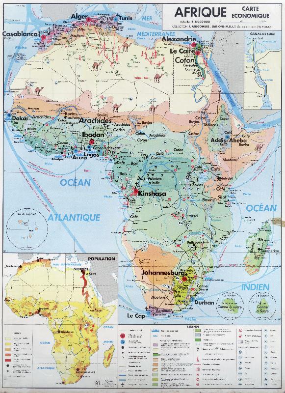 Carte scolaire Afrique en 1971 : carte économique