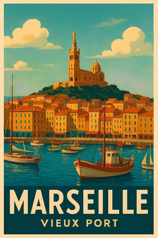 Affiche illustre marseille vieu port