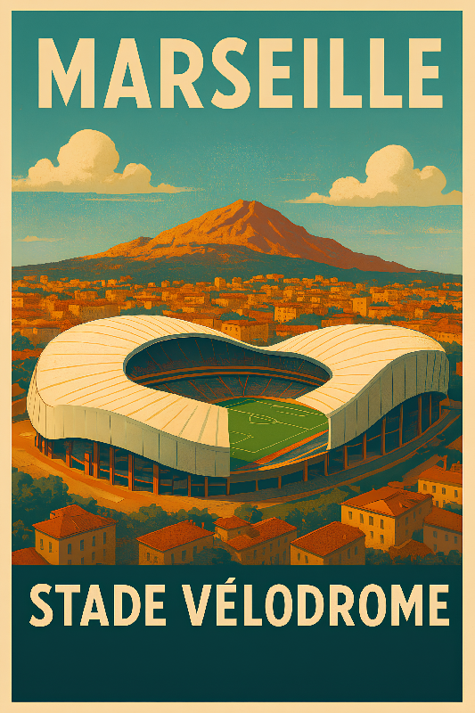 Affiche illustre marseille stade velodrome