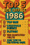 Affiche style pop retro Top 5 box office 1986 (top gun, crocodile dundee, platoon, karate kid, star trek)