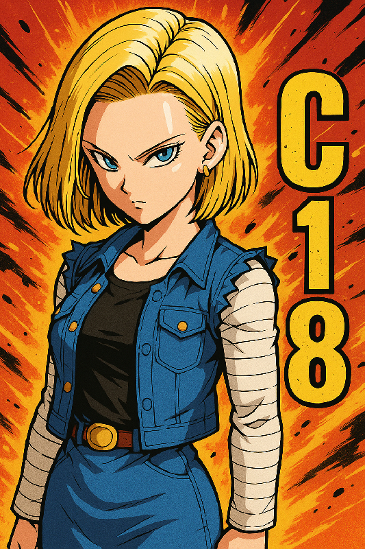 Poster du personnage de dragon ball Z C18