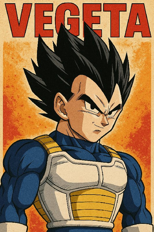 Poster du personnage de dragon ball Z Vegeta