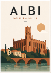 Affiche illustrée style moderne de la cathédrale d'Albi
