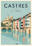 Affiche illustration de la ville de Castres dans le Tarn