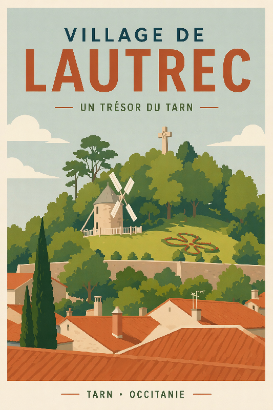 Affiche illustrée style moderne de Lautrec dans le Tarn