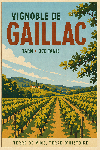 Affiche style Ghibli du vignoble de Gailac dans le Tarn
