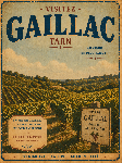 Affiche style ancien du vignoble de Gaillac dans le Tarn