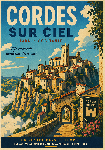 affiche style ghibli de Cordes sur Ciel dans le Tarn