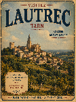 Affiche illustrée style ancien de Lautrec dans le Tarn