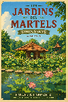 Affiche illustrée style Ghibli des jardins de Martels dans le Tarn