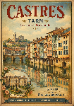 Affiche illustrée style ancien de la ville de Castres dans le Tarn