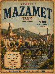 Affiche illustrée style ancien de Mazamet dans le Tarn