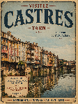 Affiche illustrée style  ancien de Castres dans le Tarn