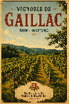 Affiche style ancien coloré du vignoble de Gaillac dans le Tarn