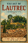 Affiche style ancien coloré du village de Lautrec dans le Tarn