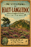 Affiche style ancien coloré du parc régional du Haut Languedoc dans le Tarn