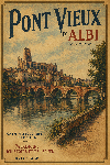 Affiche style ancien coloré du pont vieux d'Albi dans le Tarn