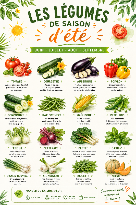 Affiche des légumes d'été