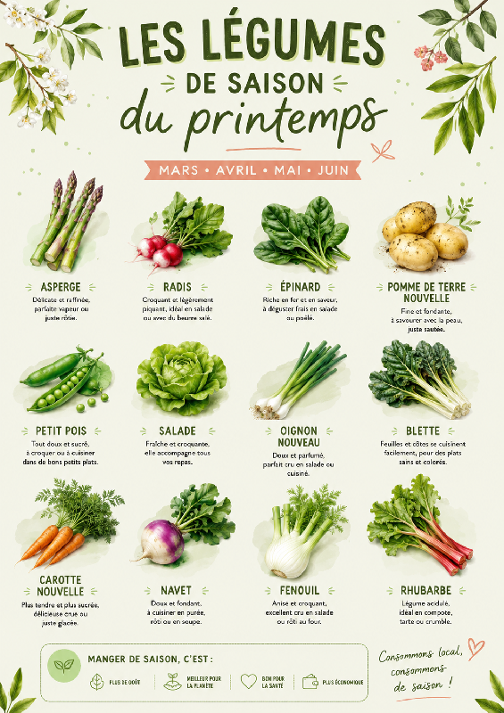 Affiche légumes de saison de printemps
