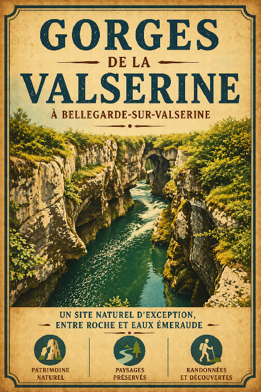 Affiche illustration Gorges de la Valserine à Bellegarde-sur-Valserine ancien colore