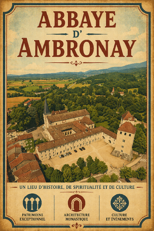 Affiche abbaye dambronay colore ancien