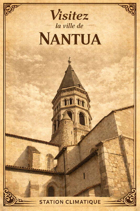 Affiche illustration nantua sepia