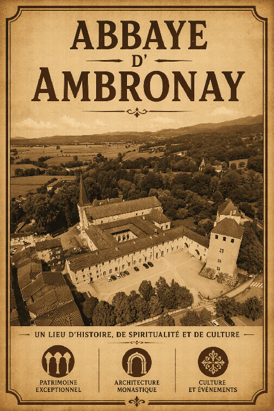 Affiche illustration abbaye dambronay sepia