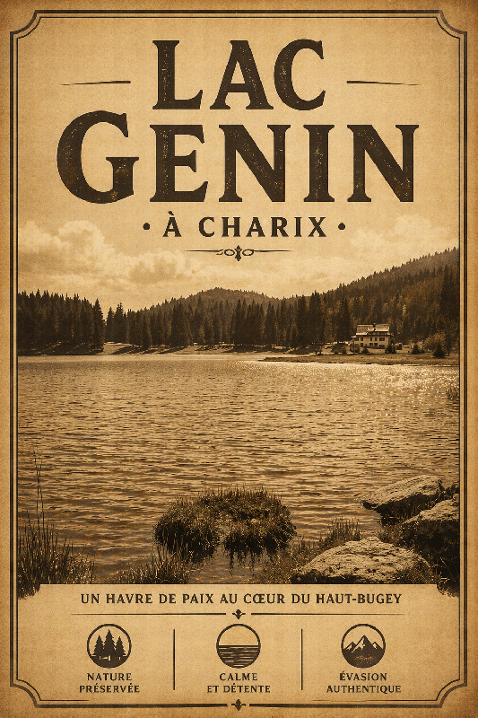 Affiche illustration Lac Genin à Charix sepia