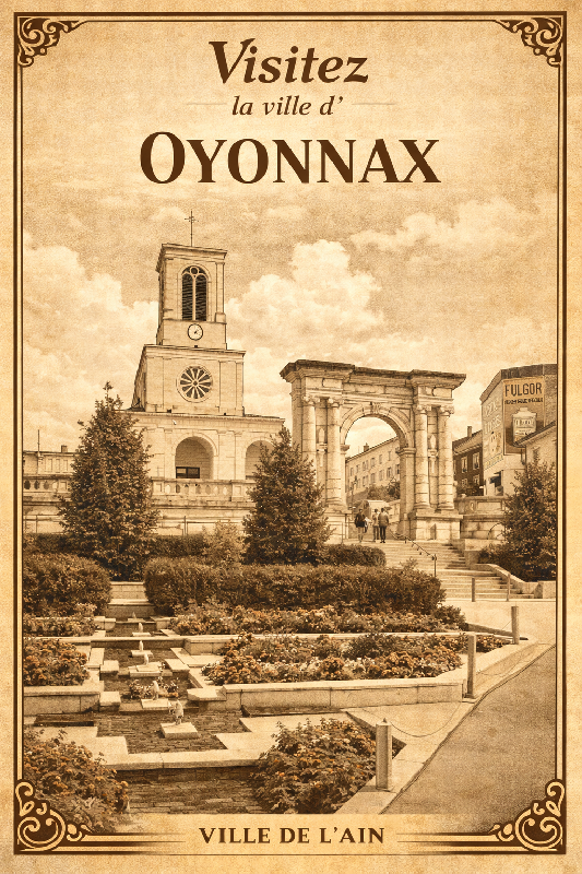 Affiche illustration oyonnax sepia