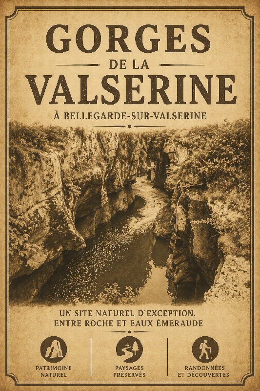 Affiche illustration Gorges de la Valserine à Bellegarde-sur-Valserine sepia