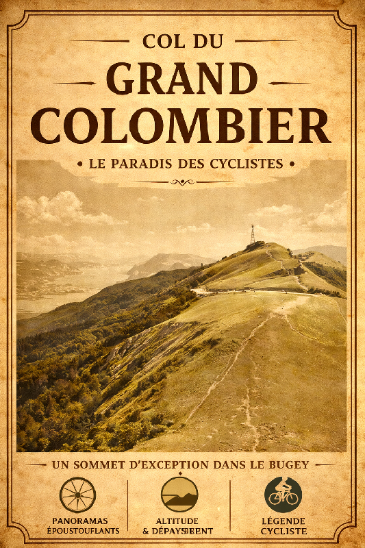 Affiche illustration Col du Grand Colombier sepia