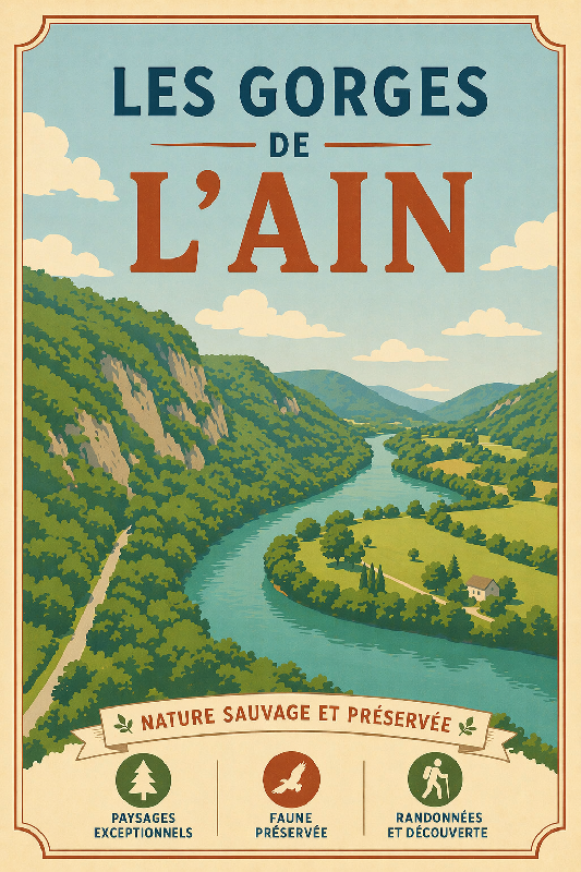 Affiche illustration gorge de l'ain ghibli