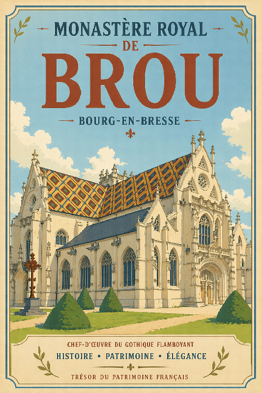 Affiche illustration monastere royal de brou de bourg en bresse Ghibli