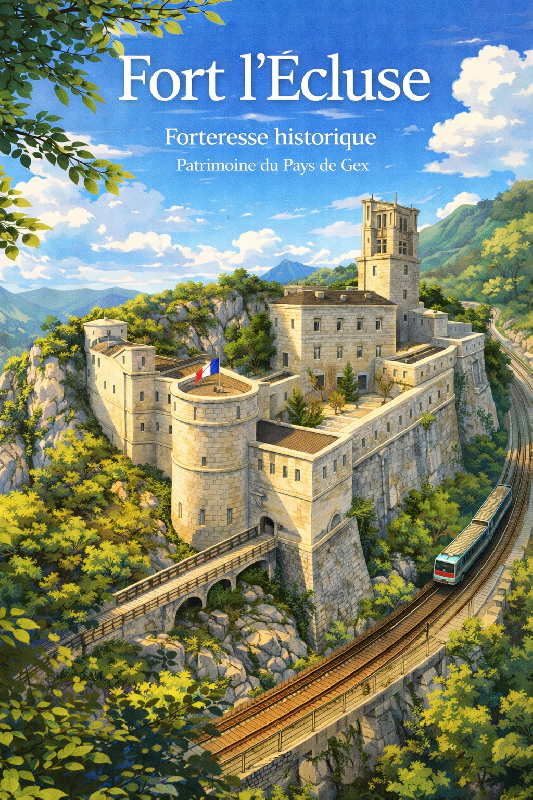 Affiche illustration Fort l'Écluse ghibli