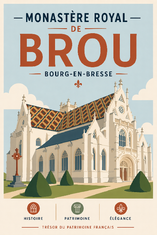 Affiche illustration monastere royal de brou de bourg en bresse moderne