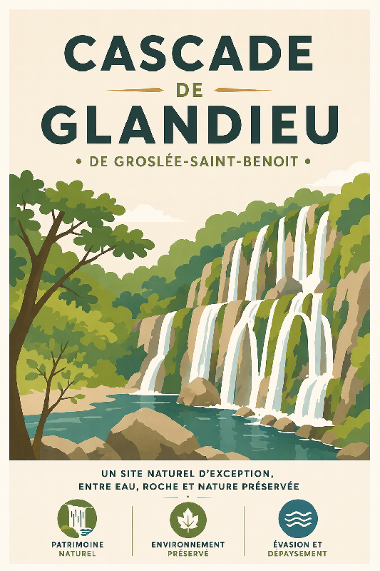Affiche illustration Cascade de Glandieu de Groslée-Saint-Benoit moderne