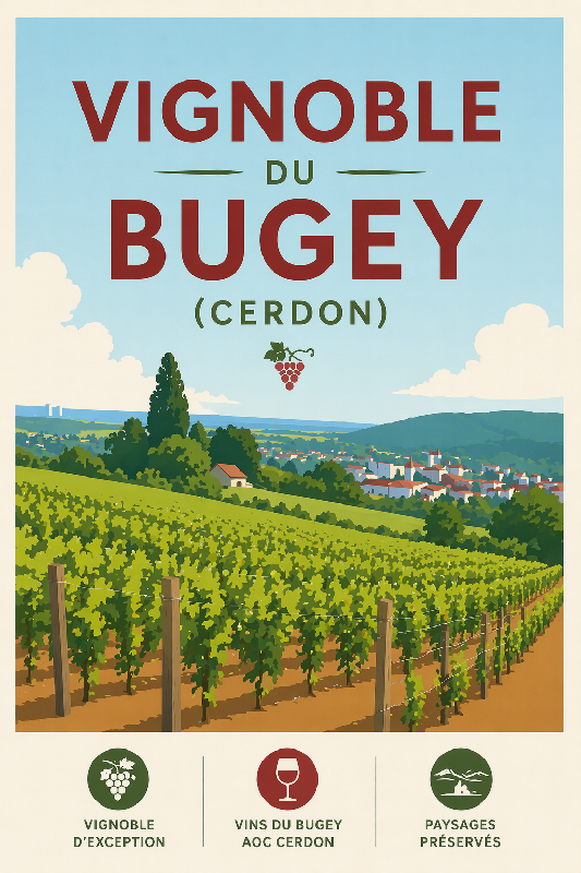 Affiche illustration vignoble bugey moderne