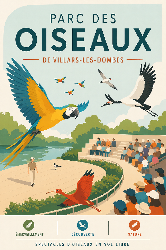 Affiche illustration parc des oiseaux de villars-les-dombes moderne