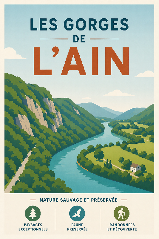 Affiche illustration gorge de l'ain moderne