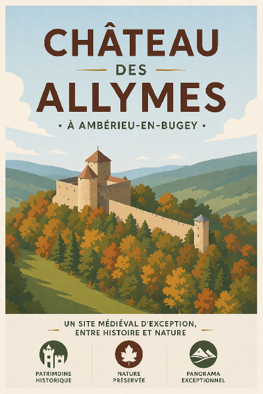 Affiche illustration Château des Allymes d'en Ambérieu-en-Bugey moderne