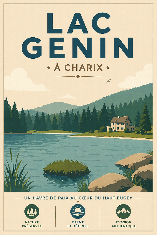 Affiche illustration Lac Genin à Charix moderne