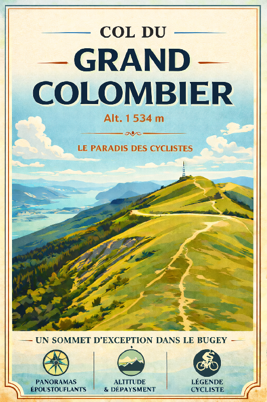 Affiche illustration Col du Grand Colombier moderne