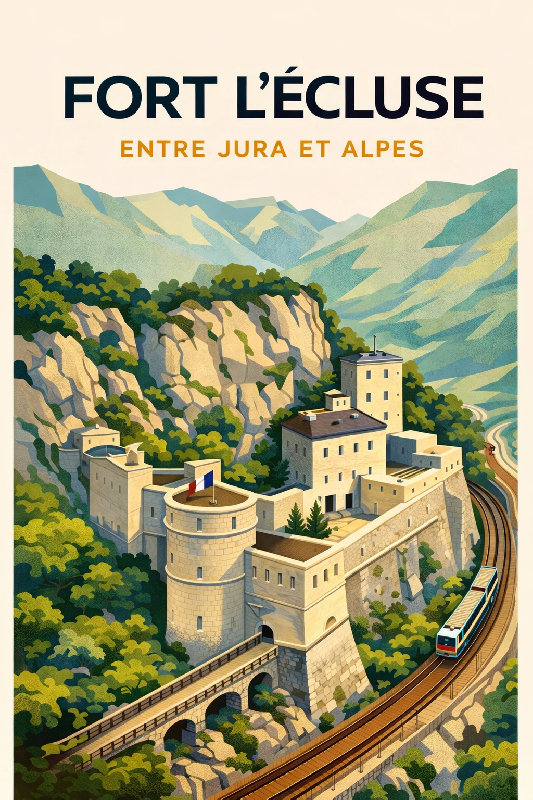 Affiche illustration Fort l'Écluse moderne