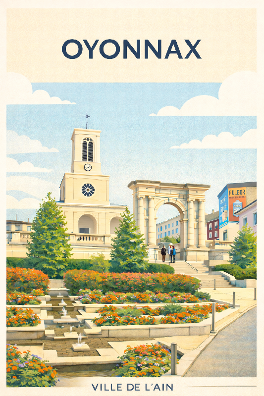 Affiche illustration oyonnax moderne