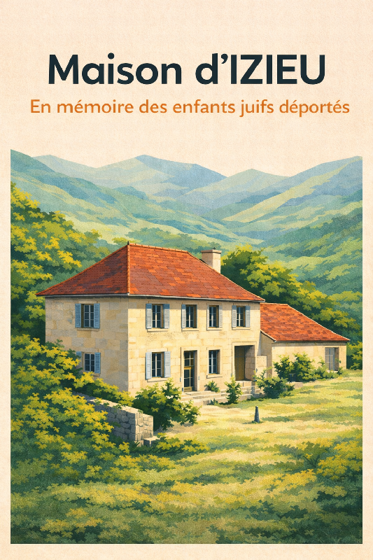 Affiche illustration maison d'izieu moderne