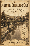 Affiche illustrée Village de Sainte-Eulalie-d'Olt dans un style ancien sépia