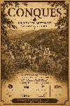 Affiche illustrée du village de Conques dans un style ancien sépia