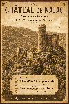 Affiche illustrée Forteresse de Najac dans un style ancien sépia