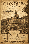 Affiche illustrée Abbatiale Sainte-Foy de Conques dans un style ancien sépia